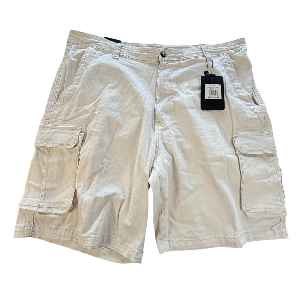 Rugged Trails Cargo Shorts Mens 42 Stone Beige Stretch Canvas 11 Inseam